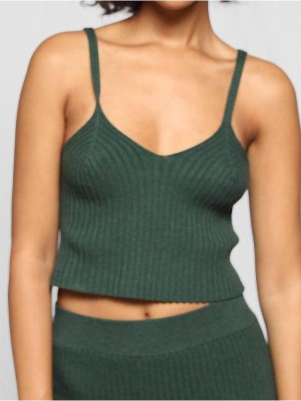 The Range Blended Knit Corset Tank In Emerald.  Size Medium